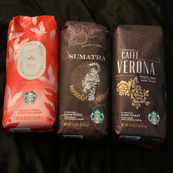 Sealed dark roast whole bean Starbucks coffee